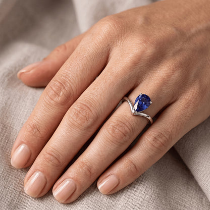 Natural Real ( Not Lab Grown )  Solitaire Ceylon Sapphire Engagement Ring 1.50 Carats Gold