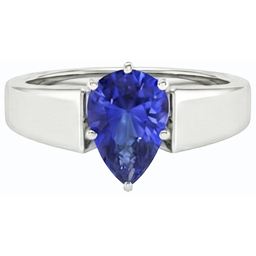 natural pear sapphire 1.50ct ring close up detail