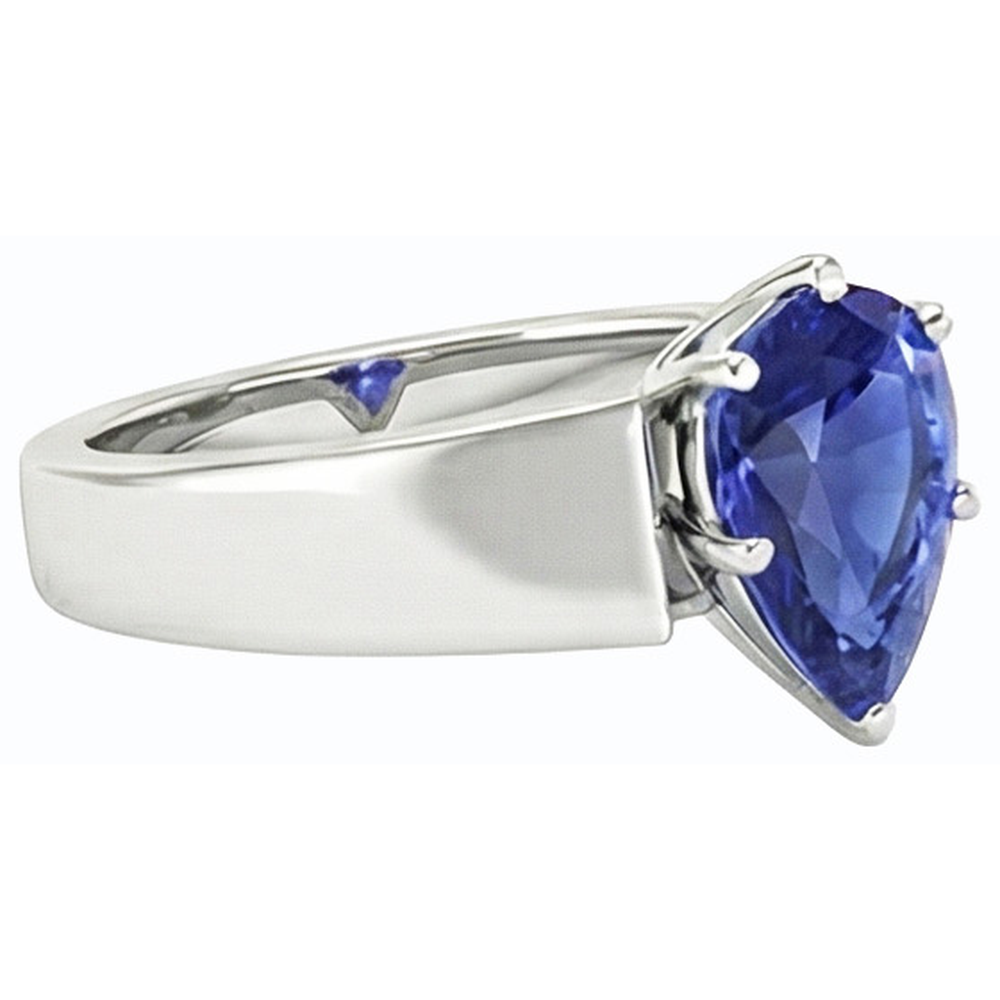 natural pear sapphire 1.50ct ring profile view