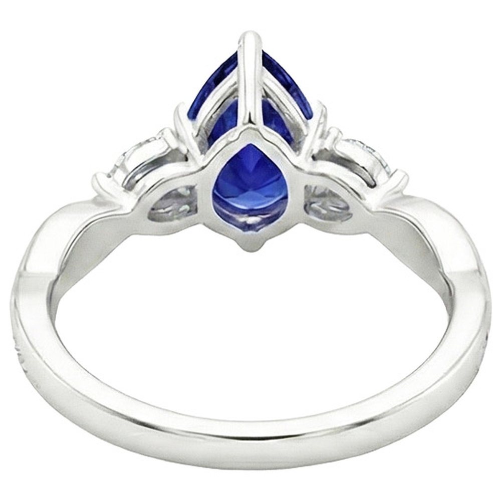 Natural Real ( Not Lab Grown )  Solitaire Ceylon Sapphire Ring With Accents 4.50 Carats Split Shank