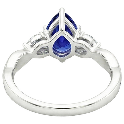 Natural Real ( Not Lab Grown )  Solitaire Ceylon Sapphire Ring With Accents 4.50 Carats Split Shank