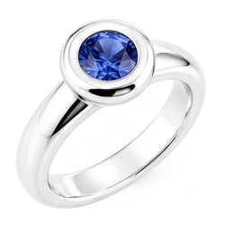 Natural Real ( Not Lab Grown )  Solitaire Ceylon Sapphire Round 1 Ct. Ring Gold Jewelry