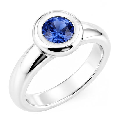Natural Real ( Not Lab Grown )  Solitaire Ceylon Sapphire Round 1 Ct. Ring Gold Jewelry