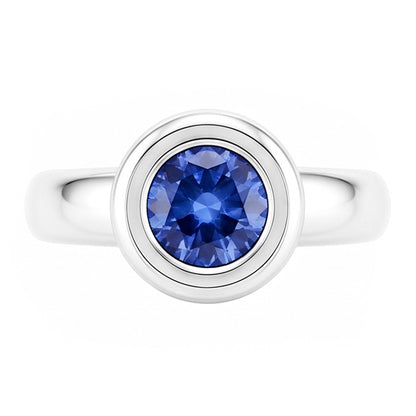 Natural Real ( Not Lab Grown )  Solitaire Ceylon Sapphire Round 1 Ct. Ring Gold Jewelry