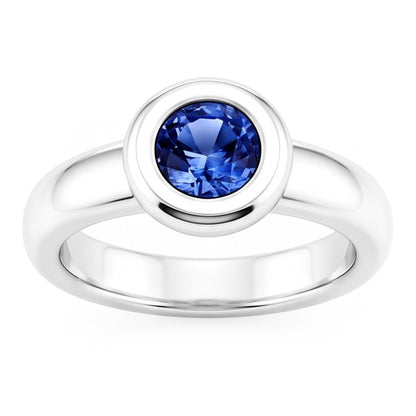 Natural Real ( Not Lab Grown )  Solitaire Ceylon Sapphire Round 1 Ct. Ring Gold Jewelry