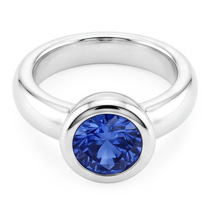 Natural Real ( Not Lab Grown )  Solitaire Ceylon Sapphire Round 1 Ct. Ring Gold Jewelry