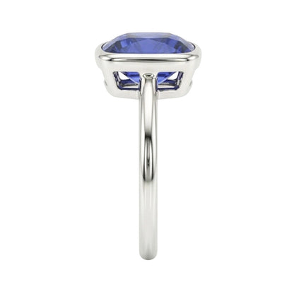 Natural Real ( Not Lab Grown )  Solitaire Cushion Sapphire Ring Bezel Set 2 Carats Gemstone Jewelry