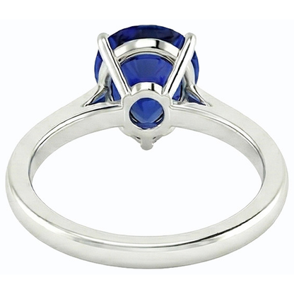 Natural Real ( Not Lab Grown )  Solitaire Deep Blue Sapphire Ring White Gold 14K Pear Cut 3 Carats