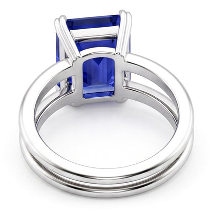 Natural Real ( Not Lab Grown )  Solitaire Emerald Blue Sapphire Ring Double Prong Split Shank 2 Carats