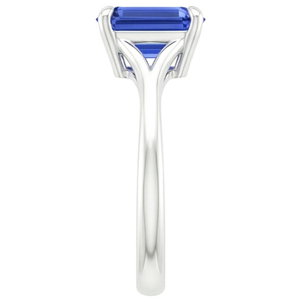 Natural Real ( Not Lab Grown )  Solitaire Emerald Blue Sapphire Ring Split Shank 2.50 Carat White Gold