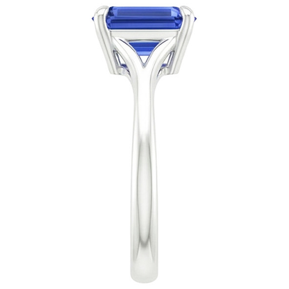 Natural Real ( Not Lab Grown )  Solitaire Emerald Blue Sapphire Ring Split Shank 2.50 Carat White Gold
