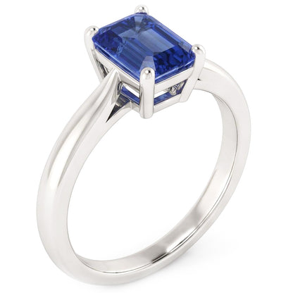 Natural Real ( Not Lab Grown )  Solitaire Emerald Ceylon Sapphire Ring 1 Carat Tapered Shank Jewelry