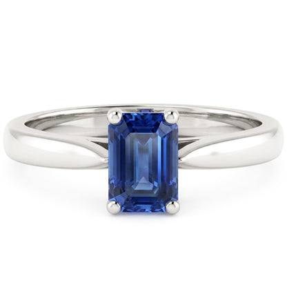 Natural Real ( Not Lab Grown )  Solitaire Emerald Ceylon Sapphire Ring 1 Carat Tapered Shank Jewelry