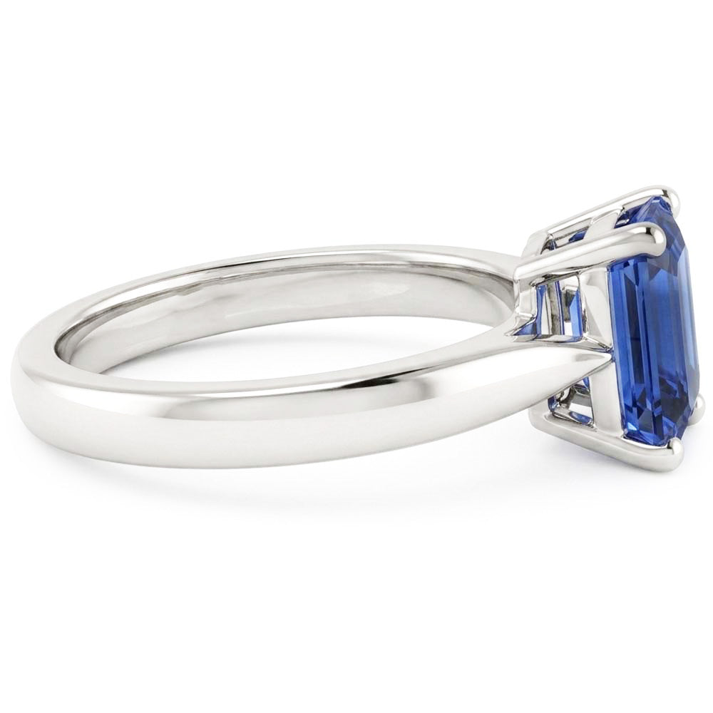 Natural Real ( Not Lab Grown )  Solitaire Emerald Ceylon Sapphire Ring 1 Carat Tapered Shank Jewelry