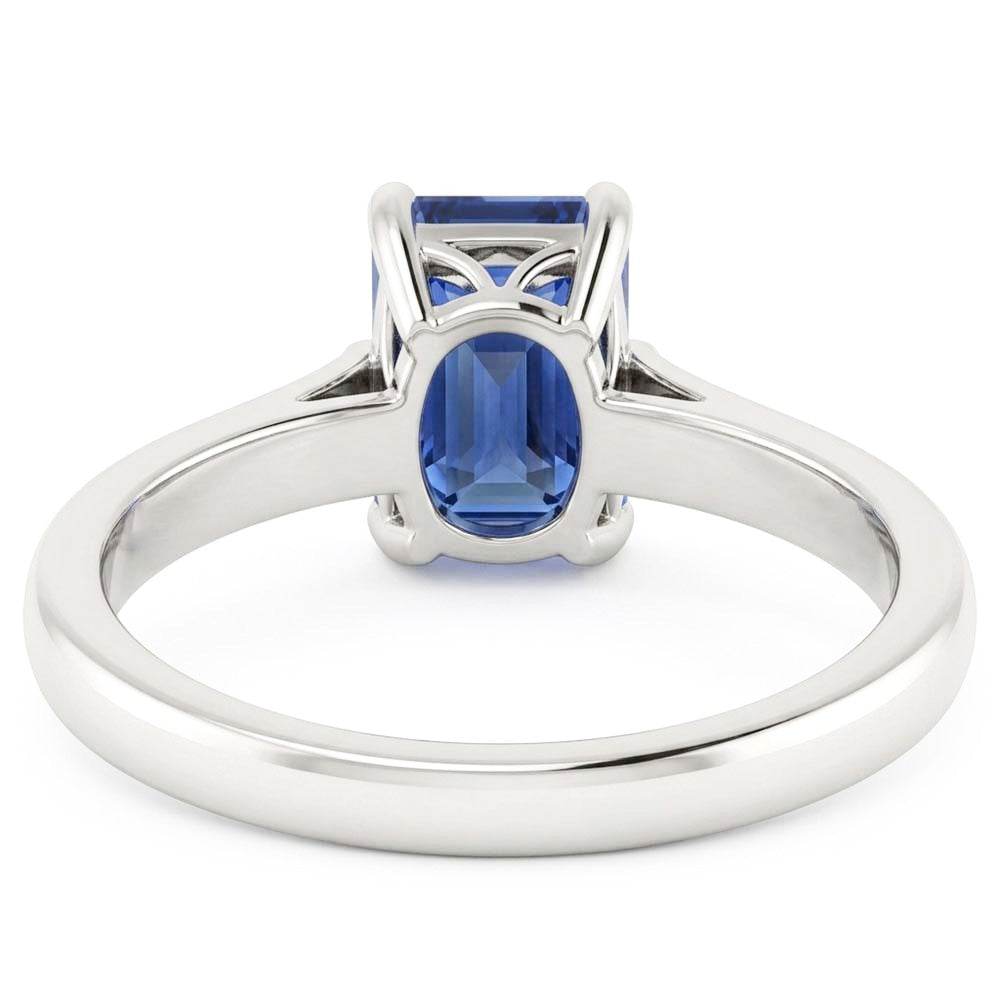 Natural Real ( Not Lab Grown )  Solitaire Emerald Ceylon Sapphire Ring 1 Carat Tapered Shank Jewelry