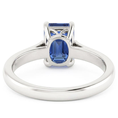 Natural Real ( Not Lab Grown )  Solitaire Emerald Ceylon Sapphire Ring 1 Carat Tapered Shank Jewelry