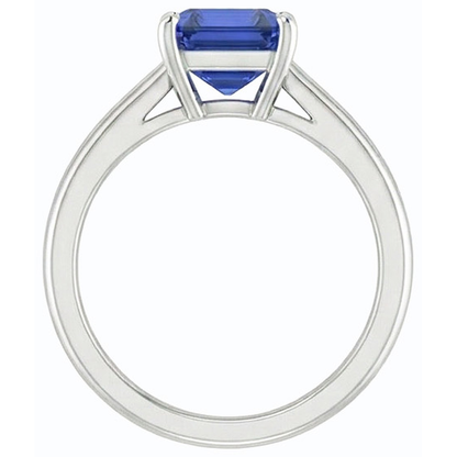 Natural Real ( Not Lab Grown )  Solitaire Emerald Ceylon Sapphire Ring 14K White Gold 1.50 Carats