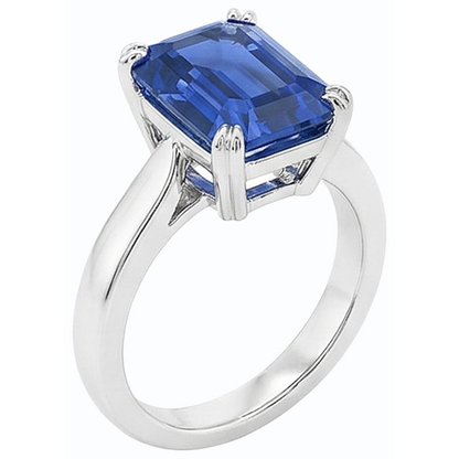 Natural Real ( Not Lab Grown )  Solitaire Emerald Ring Prong Set Ceylon Sapphire 2.50 Carats Gold 14K