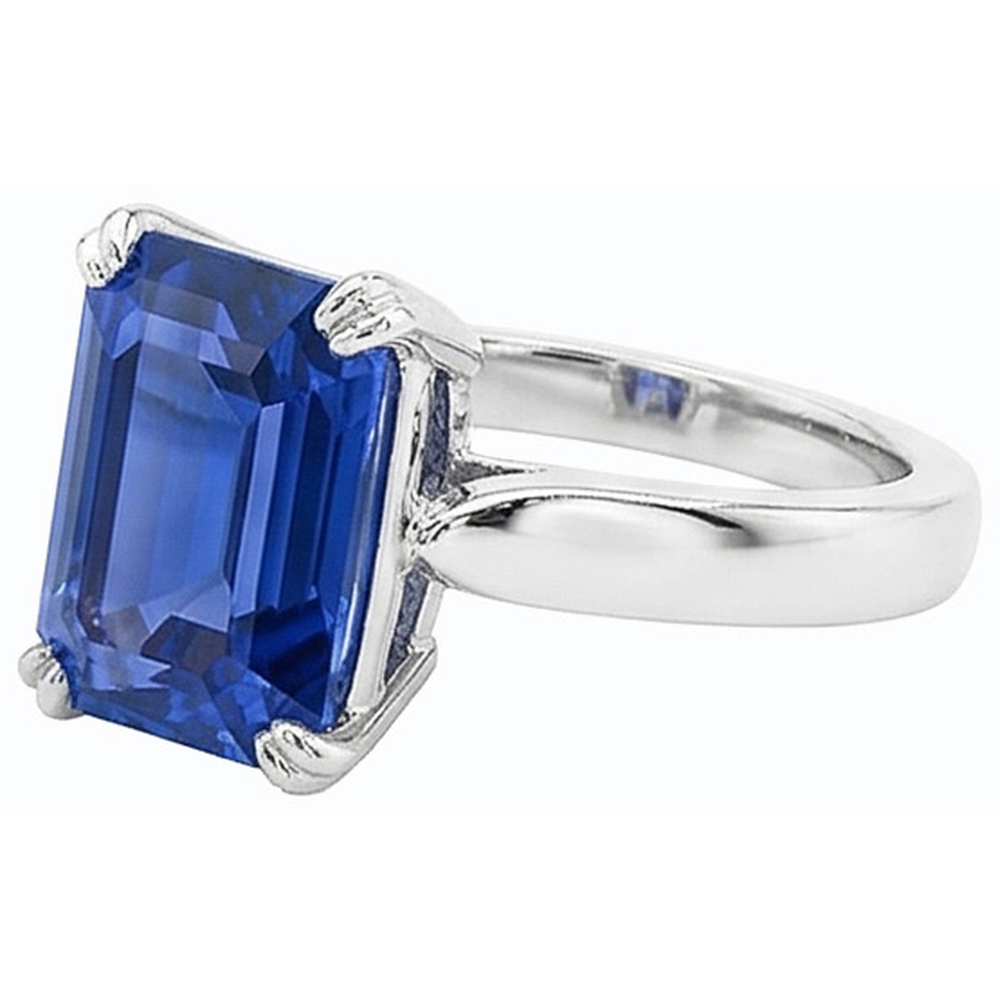 Natural Real ( Not Lab Grown )  Solitaire Emerald Ring Prong Set Ceylon Sapphire 2.50 Carats Gold 14K