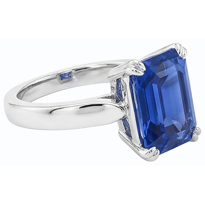 Natural Real ( Not Lab Grown )  Solitaire Emerald Ring Prong Set Ceylon Sapphire 2.50 Carats Gold 14K