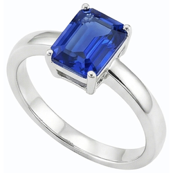 Natural Real ( Not Lab Grown )  Solitaire Emerald Shaped Sri Lankan Sapphire Ring 1.50 Carats