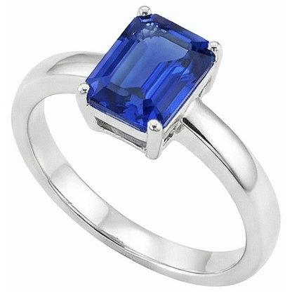 Natural Real ( Not Lab Grown )  Solitaire Emerald Shaped Sri Lankan Sapphire Ring 1.50 Carats