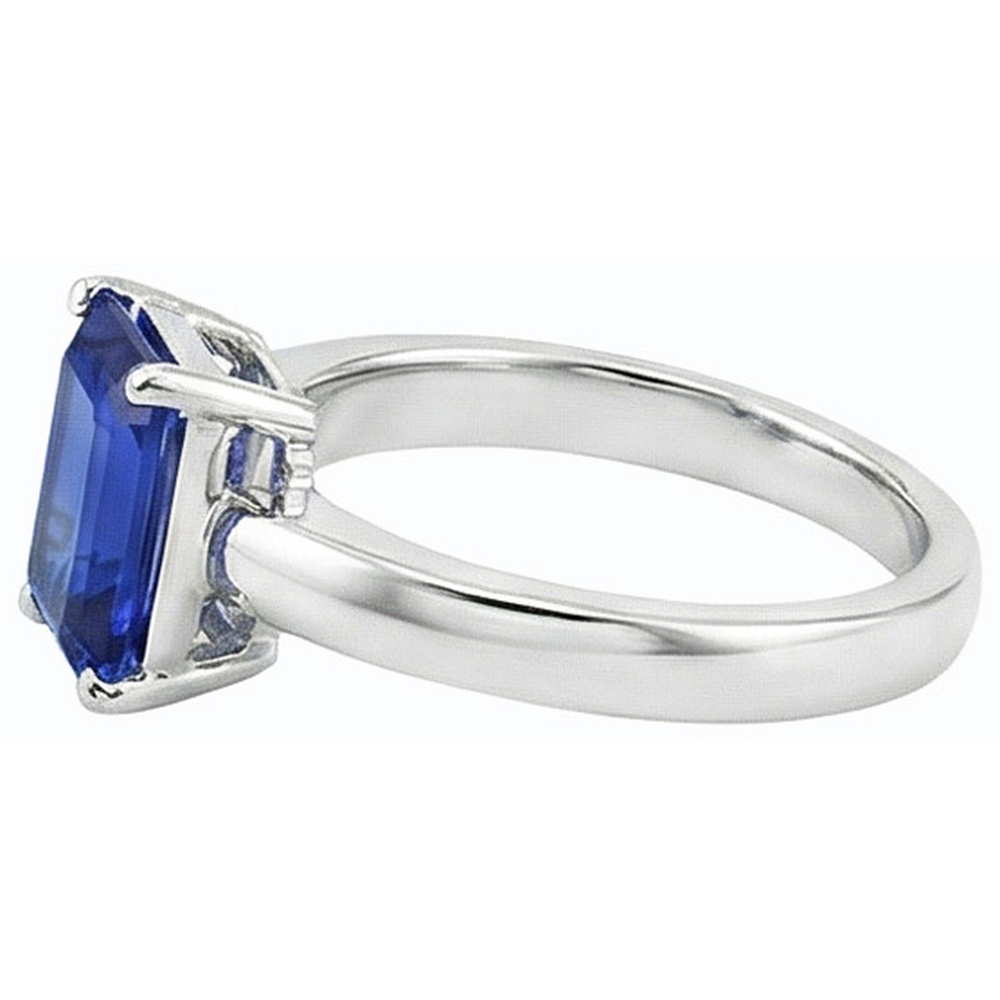 Natural Real ( Not Lab Grown )  Solitaire Emerald Shaped Sri Lankan Sapphire Ring 1.50 Carats
