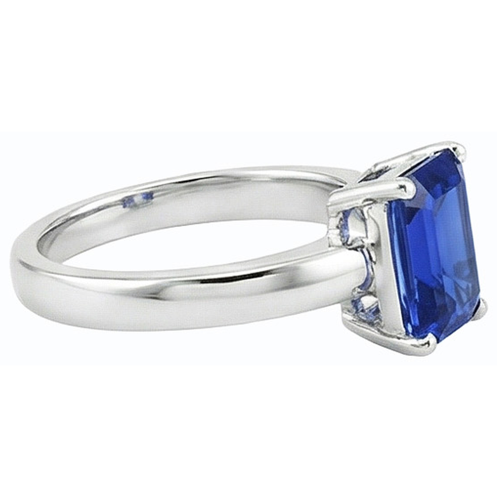 Natural Real ( Not Lab Grown )  Solitaire Emerald Shaped Sri Lankan Sapphire Ring 1.50 Carats