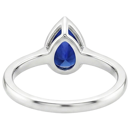 Natural Real ( Not Lab Grown )  Solitaire Engagement Ring Bezel Set Pear Ceylon Sapphire 2.50 Carats