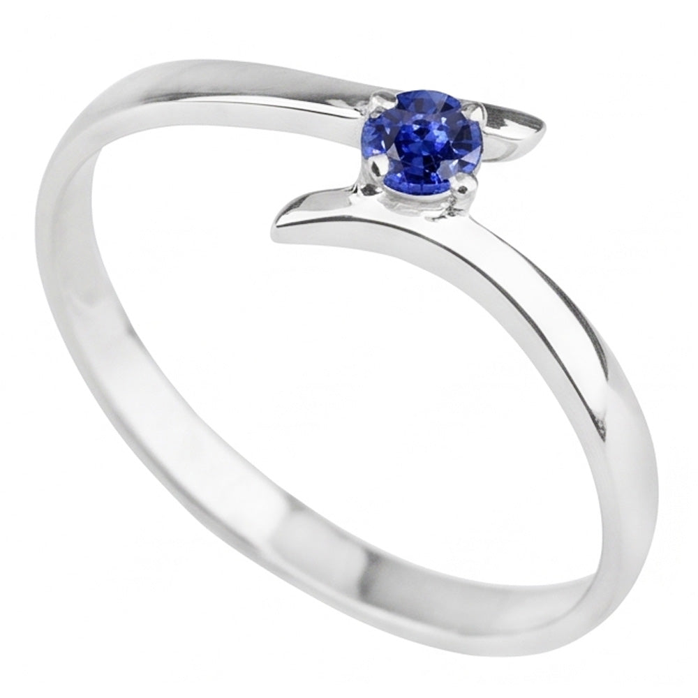 Natural Real ( Not Lab Grown )  Solitaire Engagement Ring Ceylon Blue Sapphire 1 Carat Bypass Style