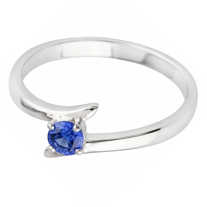 Natural Real ( Not Lab Grown )  Solitaire Engagement Ring Ceylon Blue Sapphire 1 Carat Bypass Style