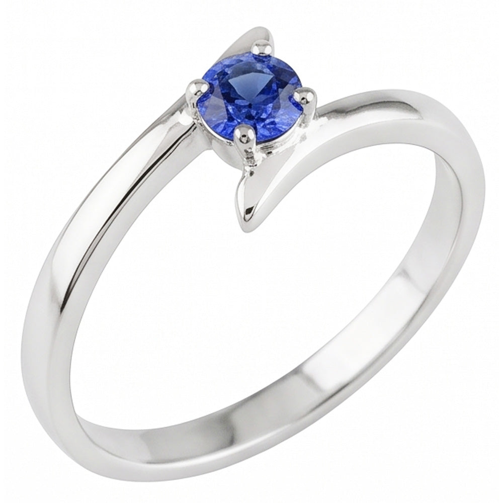 Natural Real ( Not Lab Grown )  Solitaire Engagement Ring Ceylon Blue Sapphire 1 Carat Bypass Style