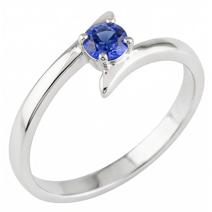 Natural Real ( Not Lab Grown )  Solitaire Engagement Ring Ceylon Blue Sapphire 1 Carat Bypass Style