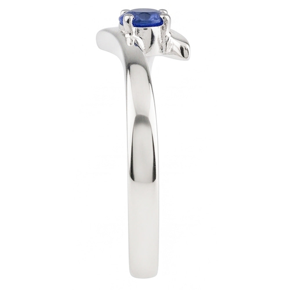Natural Real ( Not Lab Grown )  Solitaire Engagement Ring Ceylon Blue Sapphire 1 Carat Bypass Style