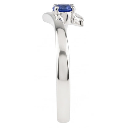 Natural Real ( Not Lab Grown )  Solitaire Engagement Ring Ceylon Blue Sapphire 1 Carat Bypass Style