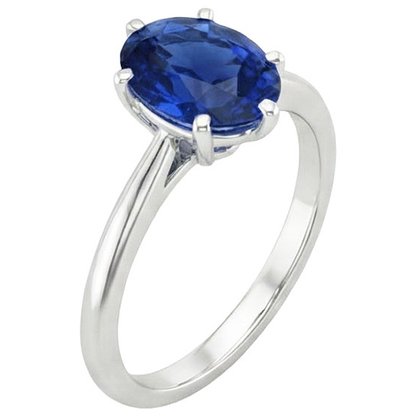 Natural Real ( Not Lab Grown )  Solitaire Engagement Ring Oval Cut Ceylon Sapphire 2 Carats