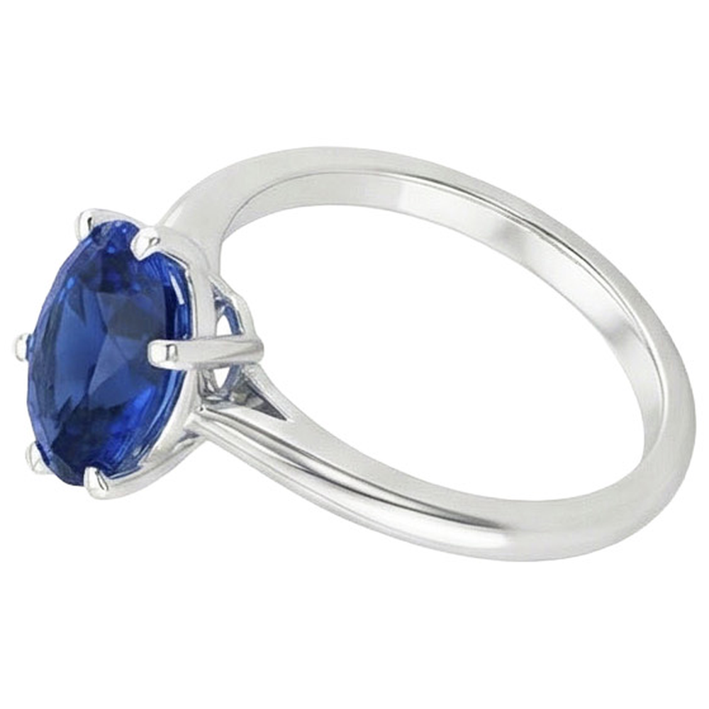 Natural Real ( Not Lab Grown )  Solitaire Engagement Ring Oval Cut Ceylon Sapphire 2 Carats