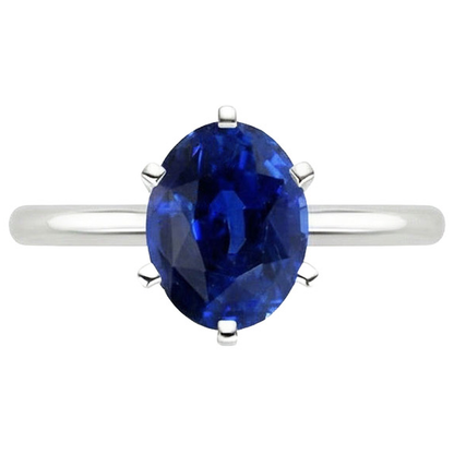 Natural Real ( Not Lab Grown )  Solitaire Engagement Ring Oval Cut Ceylon Sapphire 2 Carats