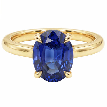 Natural Real ( Not Lab Grown )  Solitaire Engagement Ring Oval Sri Lankan Sapphire 2.50 Carats