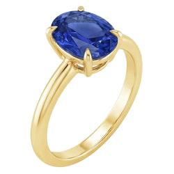 Natural Real ( Not Lab Grown )  Solitaire Engagement Ring Oval Sri Lankan Sapphire 2.50 Carats