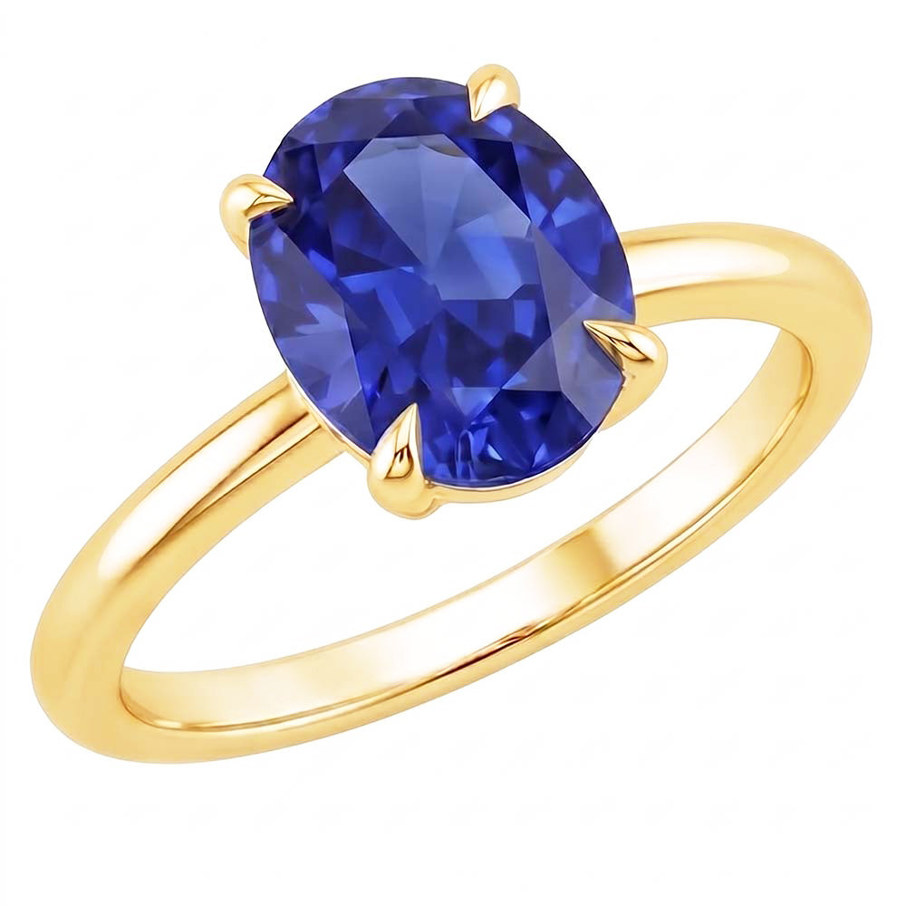 Natural Real ( Not Lab Grown )  Solitaire Engagement Ring Oval Sri Lankan Sapphire 2.50 Carats