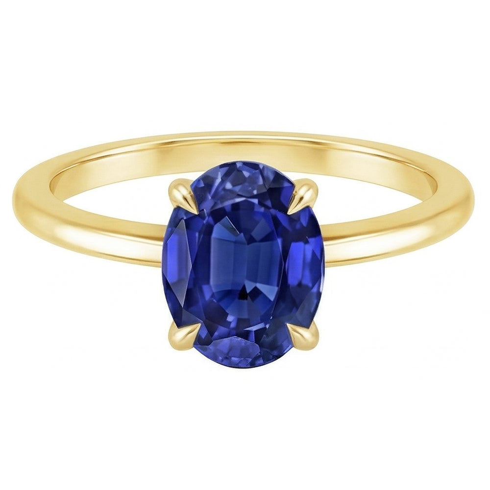 Natural Real ( Not Lab Grown )  Solitaire Engagement Ring Oval Sri Lankan Sapphire 2.50 Carats