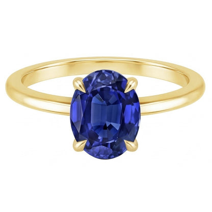 Natural Real ( Not Lab Grown )  Solitaire Engagement Ring Oval Sri Lankan Sapphire 2.50 Carats