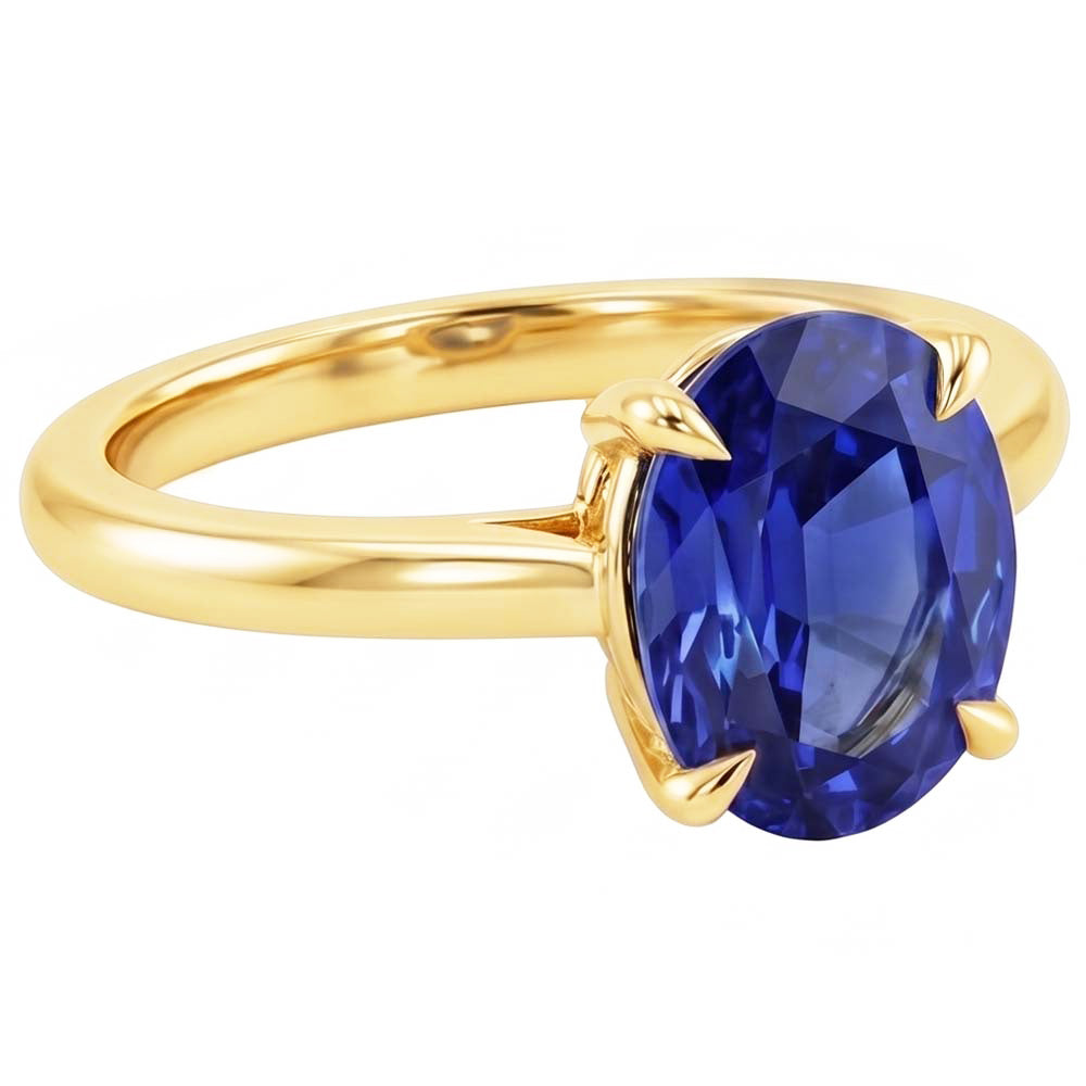 Natural Real ( Not Lab Grown )  Solitaire Engagement Ring Oval Sri Lankan Sapphire 2.50 Carats