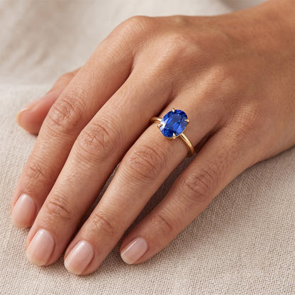 Natural Real ( Not Lab Grown )  Solitaire Engagement Ring Oval Sri Lankan Sapphire 2.50 Carats
