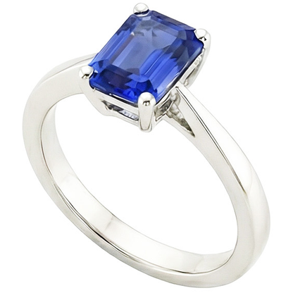 Natural Real ( Not Lab Grown )  Solitaire Engagement Ring Prong Set Emerald Blue Sapphire 2 Carats