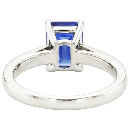 Natural Real ( Not Lab Grown )  Solitaire Engagement Ring Prong Set Emerald Blue Sapphire 2 Carats