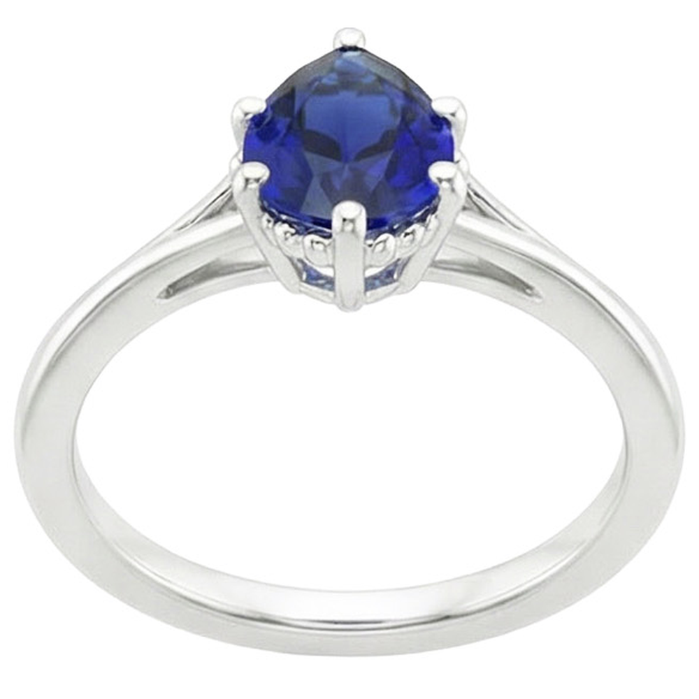 Natural Real ( Not Lab Grown )  Solitaire Engagement Ring Split Shank Pear Blue Sapphire 2.50 Carats