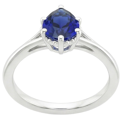 Natural Real ( Not Lab Grown )  Solitaire Engagement Ring Split Shank Pear Blue Sapphire 2.50 Carats