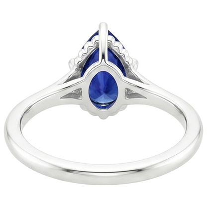 Natural Real ( Not Lab Grown )  Solitaire Engagement Ring Split Shank Pear Blue Sapphire 2.50 Carats
